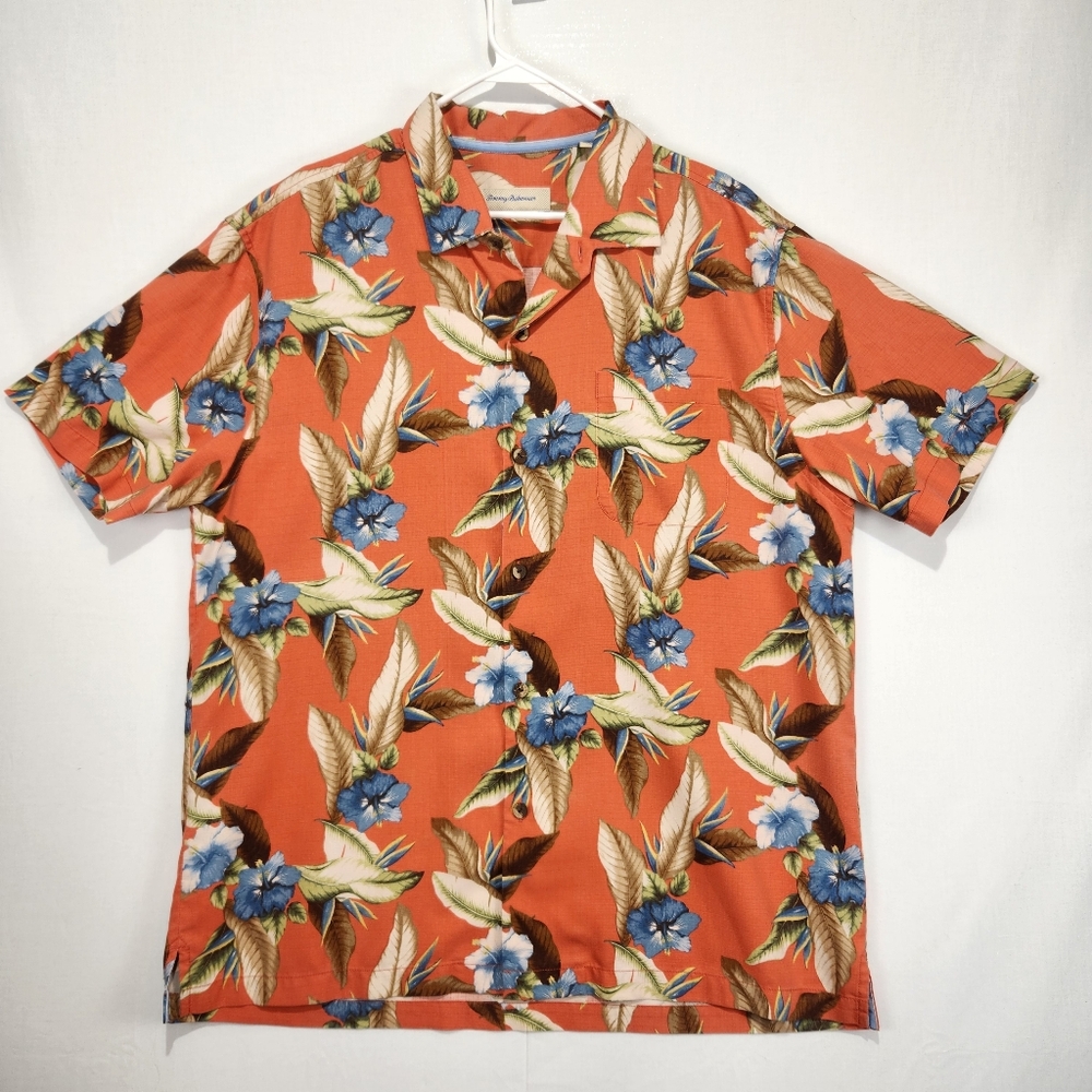 Tommy Bahama Tropical Pink Floral Men's Shirt Size XL/TG